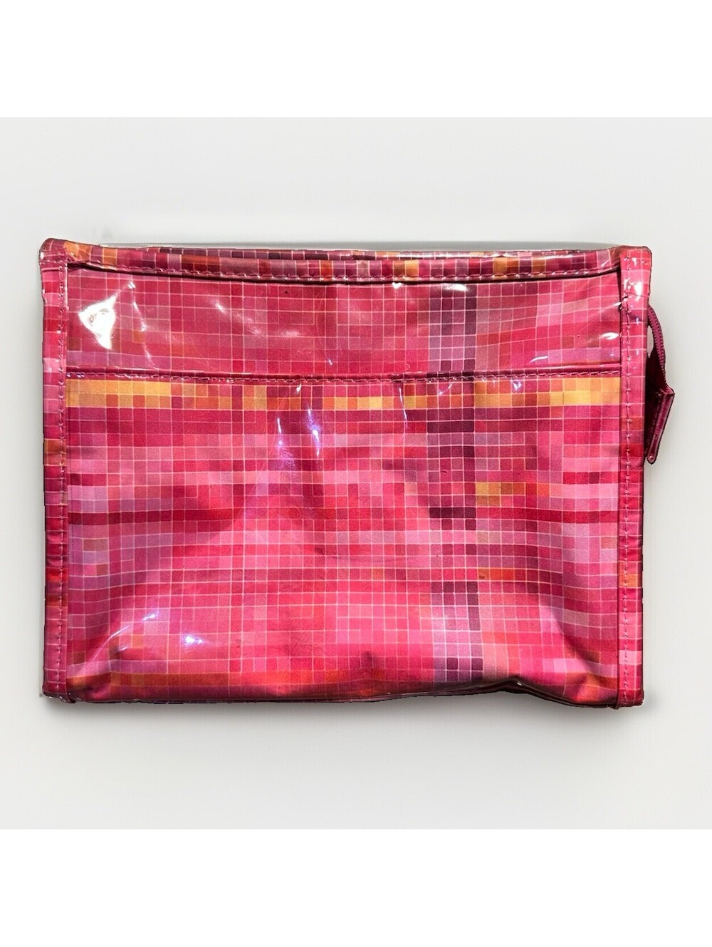 Clinique Makeup Cosmetic Bag Case Purse Pink Plaid Travel Home